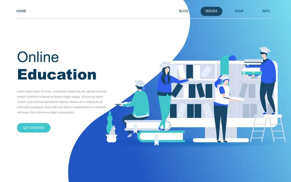Conceito Design Plano Moderno Educação Online Para Desenvolvimento Sites Sites —  Vetores de Stock