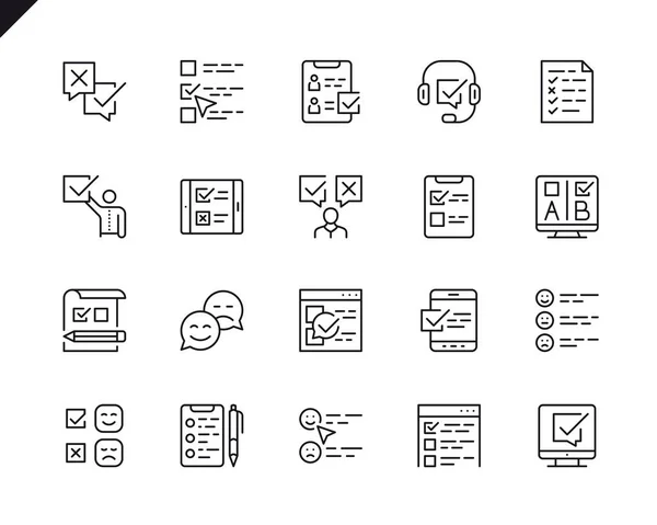 Ensemble Simple Icônes Ligne Vectorielle Liées Sondage Pictogramme Linéaire Avc — Image vectorielle