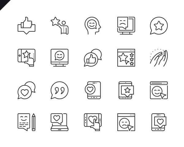 Conjunto Simple Comentarios Relacionados Iconos Línea Vectorial Paquete Lineal Pictogramas — Vector de stock