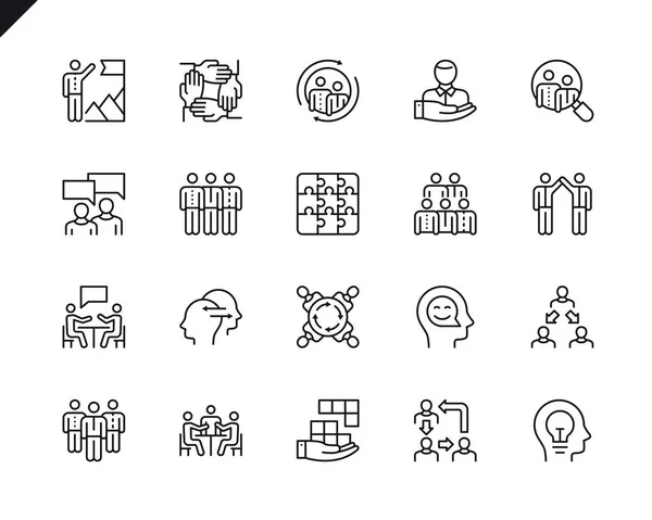 Sencillo Conjunto Trabajo Equipo Relacionados Con Los Iconos Línea Vectorial — Vector de stock