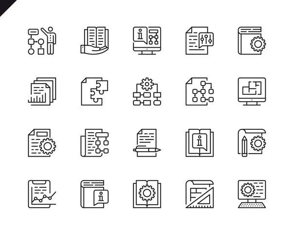 Ensemble Simple Icônes Ligne Vectorielle Liées Documentation Technique Pictogramme Linéaire — Image vectorielle