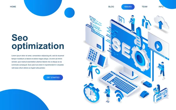 Conceito Design Isométrico Moderno Análise Seo Para Site Desenvolvimento Site — Vetor de Stock