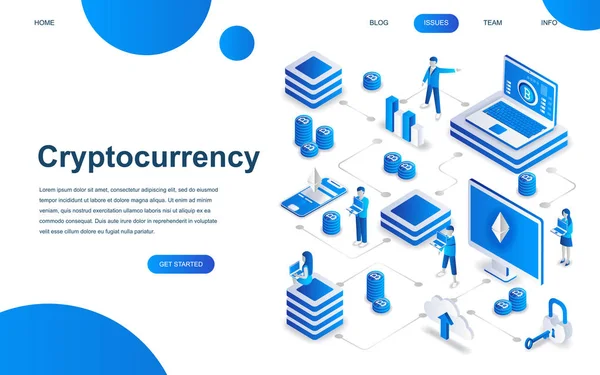 Concept Conception Isométrique Moderne Cryptocurrency Exchange Pour Développement Site Web — Image vectorielle