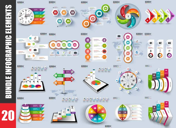 Bundle Elementos Infográficos Modelo Design Vetores Visualização Dados Pode Ser —  Vetores de Stock