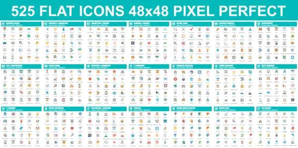 Conjunto Simple Iconos Planos Vectoriales Contiene Iconos Como Negocios Marketing — Archivo Imágenes Vectoriales