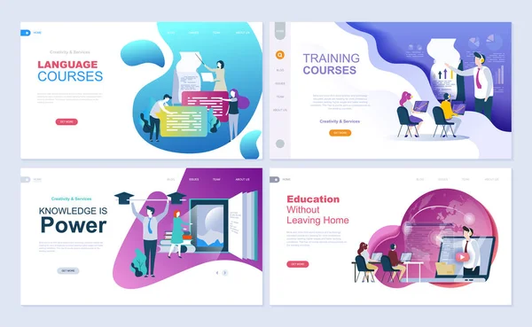 Conjunto Modelo Landing Page Para Educação Consultoria Treinamento Cursos Idiomas — Vetor de Stock