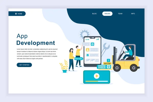 Сучасна Концепція Плоского Дизайну App Development Розробки Веб Сайту Мобільного — стоковий вектор