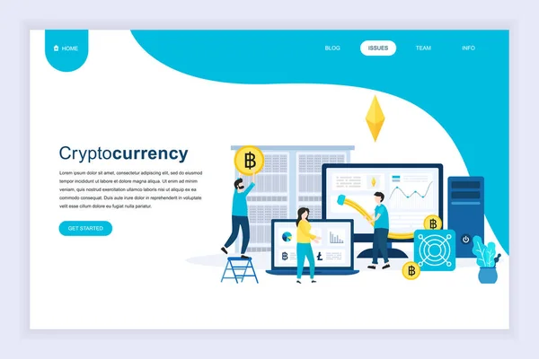 Modern Flat Design Concept Cryptocurrency Exchange Website Mobile Website Development — Stock Vector