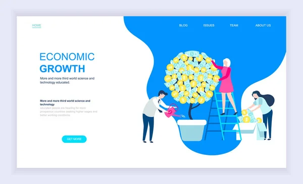 Moderno Concepto Diseño Plano Crecimiento Económico Con Carácter Personas Pequeñas — Vector de stock