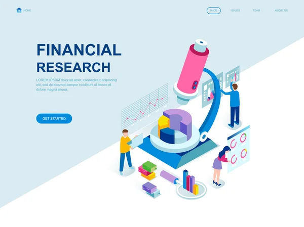 Moderní Flat Design Izometrické Pojem Finanční Výzkumu Zdobené Lidí Znak — Stockový vektor