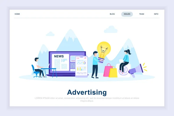 Reclame Promo Moderne Platte Ontwerpconcept Advertentie Mensen Concept Landing Paginasjabloon — Stockvector