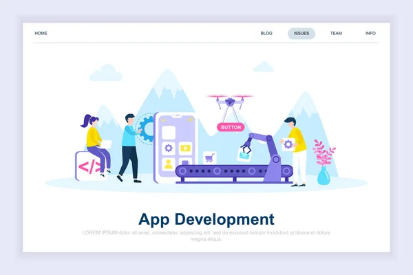 App Entwicklung Modernes Flaches Designkonzept Smartphone Und People Konzept Landingpage — Stockvektor