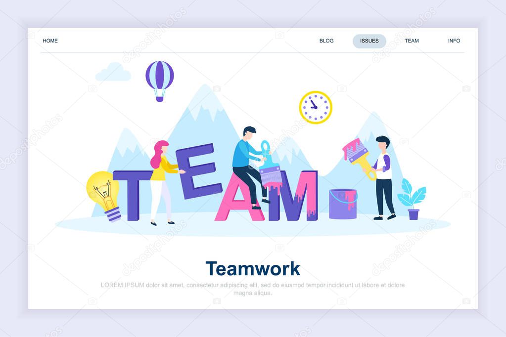 Teamwork modern flat design concept. Leadership and people concept. Landing page template. Conceptual flat vector illustration for web page, website and mobile website.