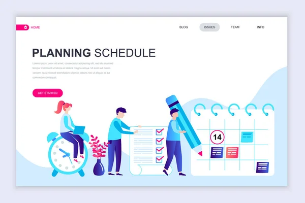 Moderna Platt Designmall Planering Schema Inredda Personer Karaktär För Hemsida — Stock vektor