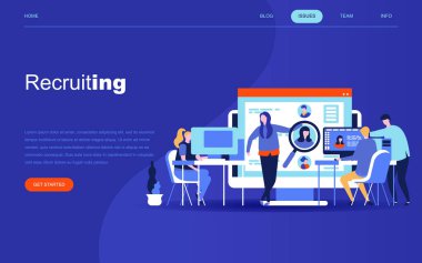 Web sitesi ve mobil web sitesi geliştirme için modern düz tasarım konsepti iş işe. Açılış sayfası şablonu. İşveren, işadamı kaynakları, insan kaynakları iş tanıtımı. Vektör çizim.
