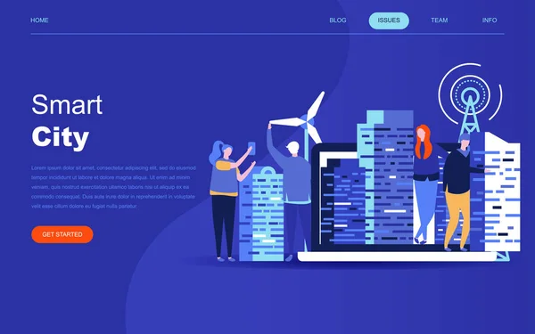 Concepto Moderno Diseño Plano Smart City Para Desarrollo Sitios Web — Vector de stock