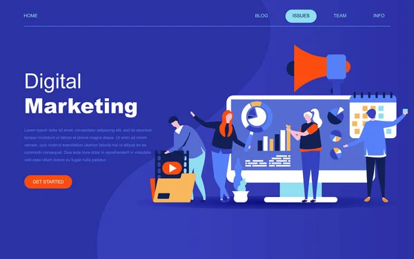 Conceito Design Plano Moderno Marketing Digital Para Site Desenvolvimento Sites — Vetor de Stock