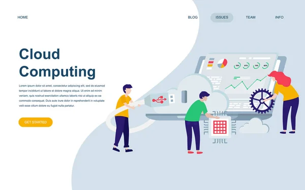 Moderne Flache Web Seite Design Vorlage Der Cloud Technologie Dekoriert — Stockvektor