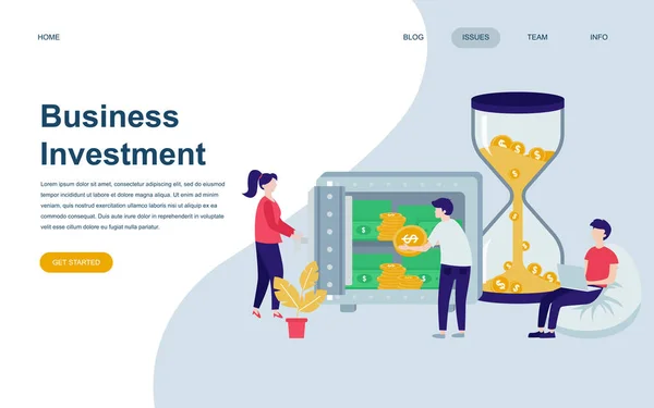 Πρότυπο Σχεδίασης Μοντέρνα Επίπεδη Ιστοσελίδα Των Επιχειρηματικών Επενδύσεων Διακοσμημένα Άτομα — Διανυσματικό Αρχείο