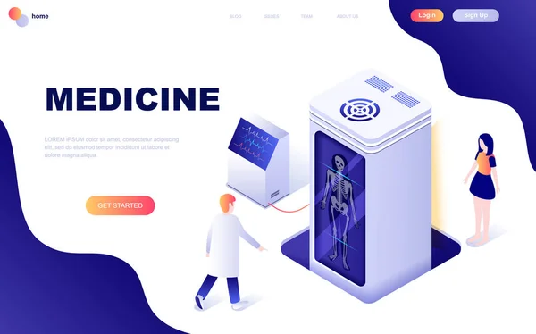 Konsep Isometrik Desain Datar Modern Dari Medicine Healthcare Menghiasi Karakter - Stok Vektor