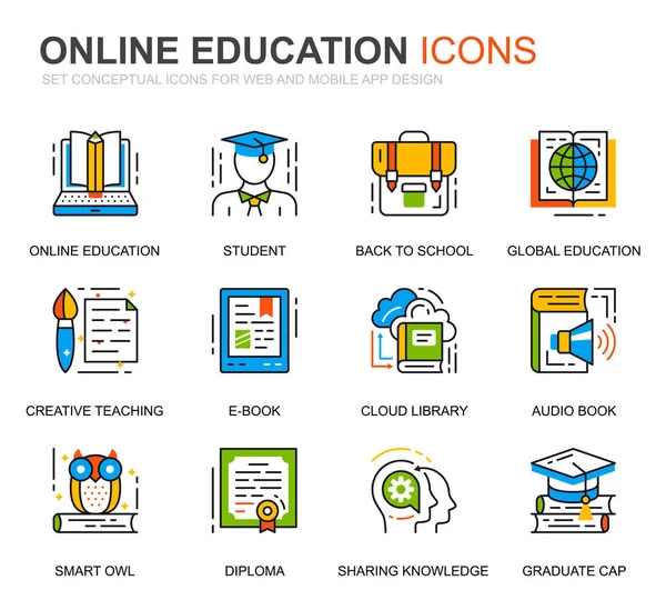 Simply Set Education Knowledge Line Icons Benchmark Mobile Содержит Такие — стоковый вектор