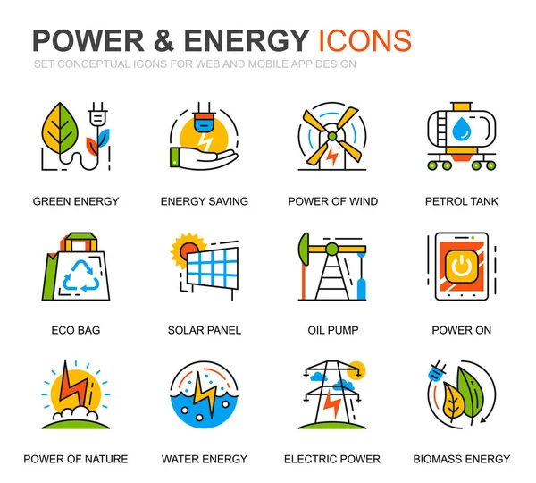 Eenvoudige Set Energie Industrie Energie Lijn Pictogrammen Voor Website Mobiele — Stockvector