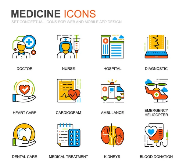 Simple Set Healthcare Medicine Line Icônes Pour Site Web Applications — Image vectorielle