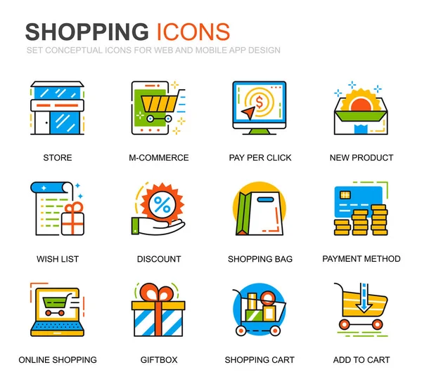 Iconos Simples Línea Compras Comercio Electrónico Para Sitio Web Las — Archivo Imágenes Vectoriales