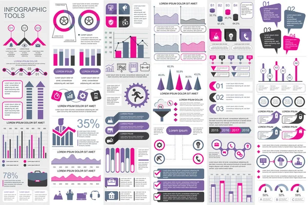 Elementos infográficos visualización de datos plantilla de diseño vectorial. Se puede utilizar para pasos, opciones, procesos de negocio, flujo de trabajo, diagrama, concepto de diagrama de flujo, línea de tiempo, iconos de marketing, gráficos de información . — Archivo Imágenes Vectoriales