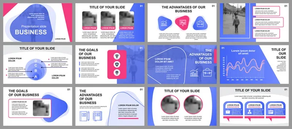 Бизнес-презентация слайды шаблоны из инфографических элементов. Может быть использован для презентации искушения, флаера и флаера, брошюры, корпоративного отчета, маркетинга, рекламы, годового отчета, баннера . — стоковый вектор