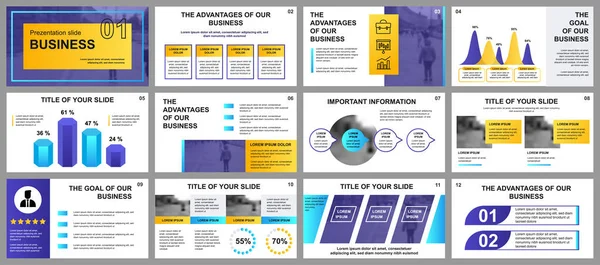 Företagspresentation glider mallar från infographic element. Kan användas för presentationsmall, reklamblad och bipacksedel, broschyr, corporate rapport, marknadsföring, reklam, årsredovisning, banner. — Stock vektor