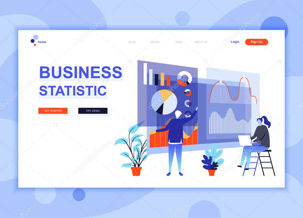 Modern flat web page design template concept of Business Statistic decorated people character for website and mobile website development. Flat landing page template. Vector illustration.
