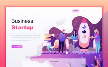 Web sitesi ve mobil uygulama geliştirme için Startup Your Project Modern düz karikatür tasarım konsepti. Açılış sayfası şablonu. Web sayfası veya ana sayfa için dekore edilmiş kişi karakteri. Vektör çizimi.