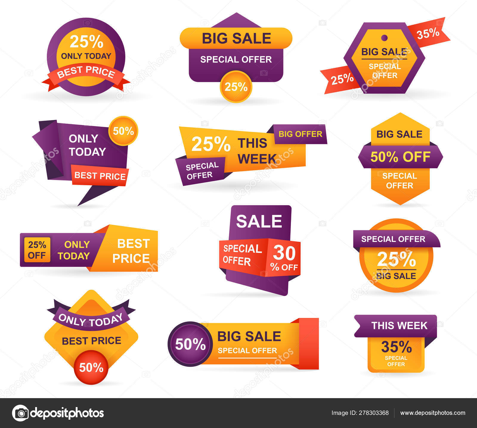 Big Set of Price Tags and Stickers Stock Vector - Illustration of