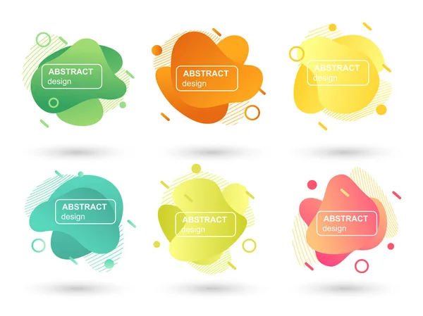 Soyut sıvı şekiller modern grafik elemanları kümesi. Akışkan tasarım formları ve çizgi. Degrade soyut afişler. Bir logo, el ilanı veya sunu tasarımı için şablon. Vektör çizimi.