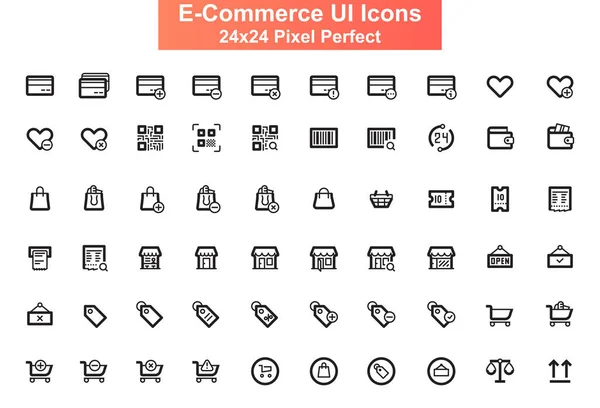 Commerce Pictogrammen Ingesteld Bestel Info Credit Card Betaallijn Pictogrammen Voor — Stockvector