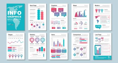 Infographic brohucres veri görselleştirme vektör tasarım şablonu. Bilgi grafiği, özgeçmiş ve özgeçmiş, web, baskı, dergi, poster, broşür, yıllık rapor, pazarlama, reklam için kullanılabilir.