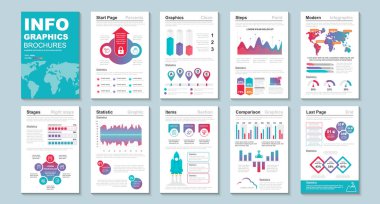 Infographic brohucres veri görselleştirme vektör tasarım şablonu. Bilgi grafiği, özgeçmiş ve özgeçmiş, web, baskı, dergi, poster, broşür, yıllık rapor, pazarlama, reklam için kullanılabilir.
