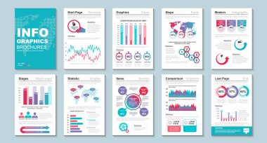 Infographic brohucres veri görselleştirme vektör tasarım şablonu. Bilgi grafiği, özgeçmiş ve özgeçmiş, web, baskı, dergi, poster, broşür, yıllık rapor, pazarlama, reklam için kullanılabilir.