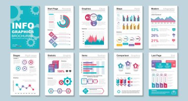 Infographic brohucres veri görselleştirme vektör tasarım şablonu. Bilgi grafiği, özgeçmiş ve özgeçmiş, web, baskı, dergi, poster, broşür, yıllık rapor, pazarlama, reklam için kullanılabilir.