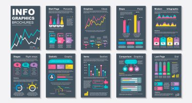 Infographic brohucres veri görselleştirme vektör tasarım şablonu. Bilgi grafiği, özgeçmiş ve özgeçmiş, web, baskı, dergi, poster, broşür, yıllık rapor, pazarlama, reklam için kullanılabilir.