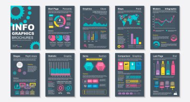 Infographic brohucres veri görselleştirme vektör tasarım şablonu. Bilgi grafiği, özgeçmiş ve özgeçmiş, web, baskı, dergi, poster, broşür, yıllık rapor, pazarlama, reklam için kullanılabilir.