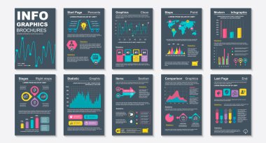 Infographic brohucres veri görselleştirme vektör tasarım şablonu. Bilgi grafiği, özgeçmiş ve özgeçmiş, web, baskı, dergi, poster, broşür, yıllık rapor, pazarlama, reklam için kullanılabilir.