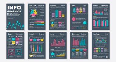 Infographic brohucres veri görselleştirme vektör tasarım şablonu. Bilgi grafiği, özgeçmiş ve özgeçmiş, web, baskı, dergi, poster, broşür, yıllık rapor, pazarlama, reklam için kullanılabilir.