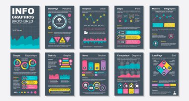 Infographic brohucres veri görselleştirme vektör tasarım şablonu. Bilgi grafiği, özgeçmiş ve özgeçmiş, web, baskı, dergi, poster, broşür, yıllık rapor, pazarlama, reklam için kullanılabilir.