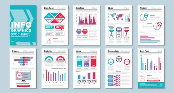 Infograficzne Broszury Wizualizacji Danych Wektor Projektowy Szablon Może Być Stosowany — Wektor stockowy