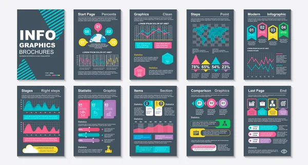 Infographic Brohucres Veri Görselleştirme Vektör Tasarım Şablonu Bilgi Grafiği Özgeçmiş — Stok Vektör