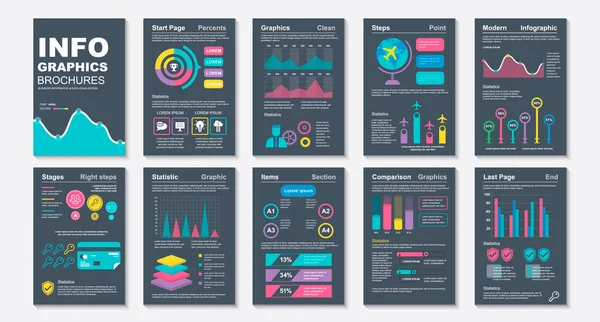 Infographic Brohucres Veri Görselleştirme Vektör Tasarım Şablonu Bilgi Grafiği Özgeçmiş — Stok Vektör