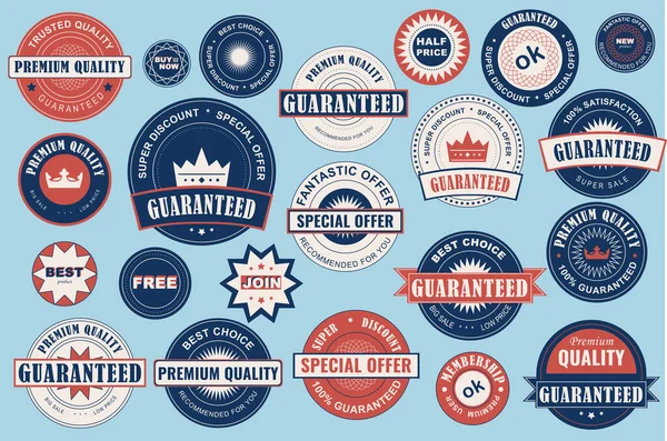 Etiketten Voor Inzameling Stickers Premium Kwaliteit Platte Stijl Voor Social — Stockvector