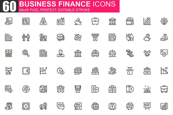 Business Finance Thin Line Icon Set Financial Accounting Audit Outline — Stock Vector